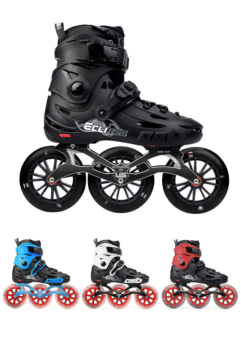 飞鹰轮滑鞋f125大三轮速桩速滑训练休闲刷街溜冰鞋旱冰鞋男女 黑紫