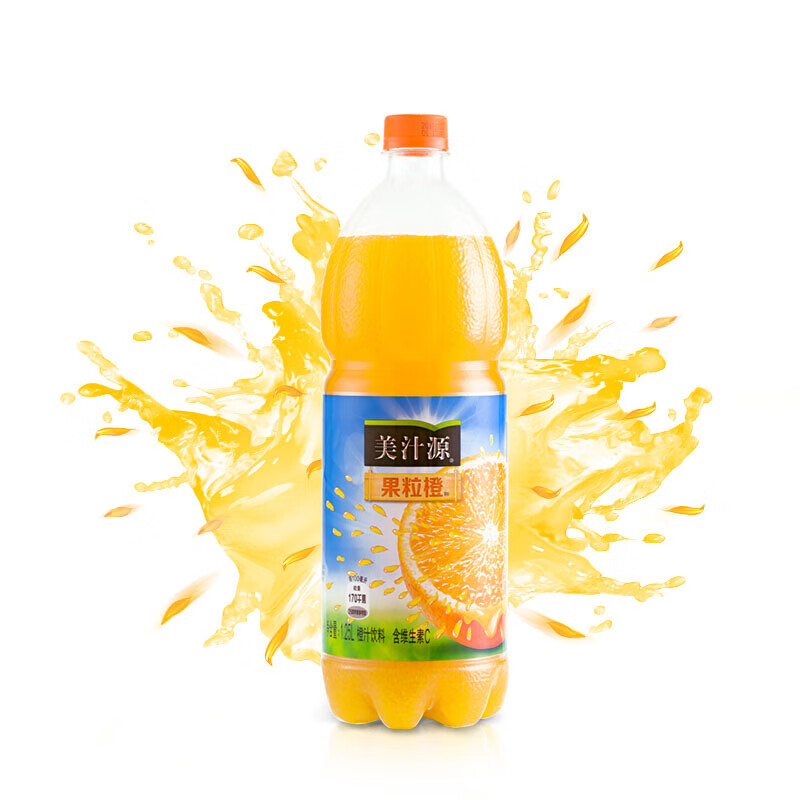 抖音爆新款美汁源果粒橙芬达雪碧125l18l2l6瓶可选果汁饮料组125l可乐