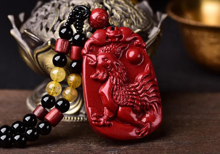 吉祥物鸡型鸡形丹凤兰芝送朋友朱砂生肖鸡情侣酉申守元金鸡报捷吊坠