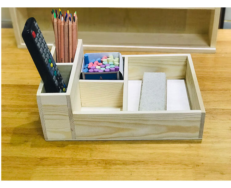 粉笔盒收纳盒讲台讲桌杂物收纳整理盒木质门口玄关钥匙收纳盒木原木a