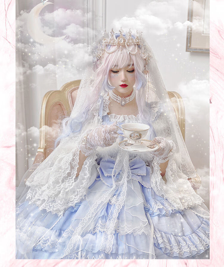 花嫁lolita天使祈祷洛丽塔洋装茶会lolita吊带裙jsk裙子蓝色裙子配饰