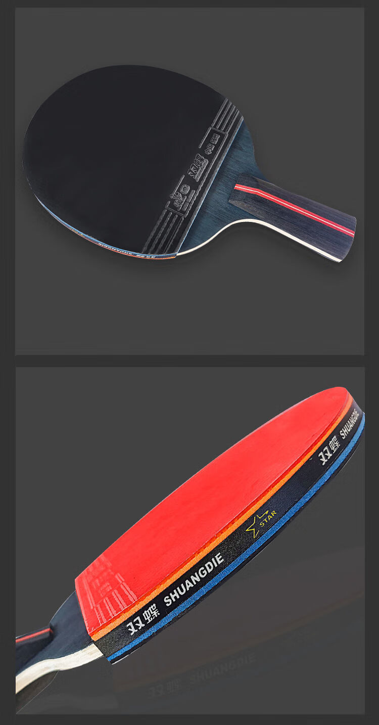 双碟系列乒乓球拍2支初学者兵乓球直拍横拍儿童小学生级训练对拍 八星