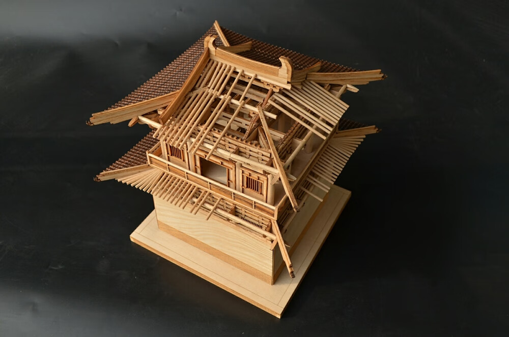 diy拼装木制中国古建筑模型屋1/75唐代开元寺钟楼sn6409【图片 价格 