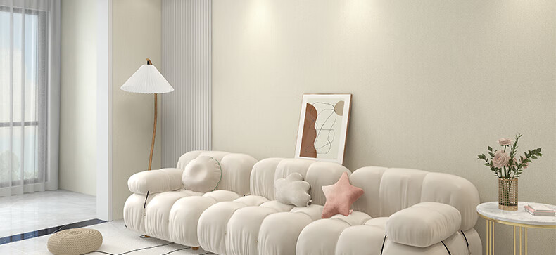 墙布无缝全屋2022年新款轻奢奶油色墙布无缝现代简约客厅卧室背景墙壁