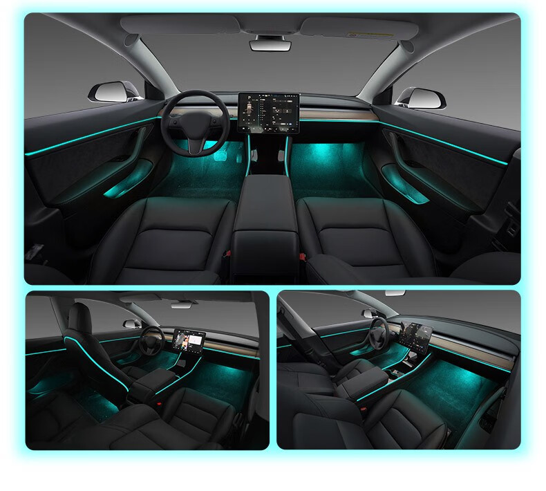 特斯拉model3氛围灯tesla升级改装内饰64色自动变换气氛装饰汽车迎宾