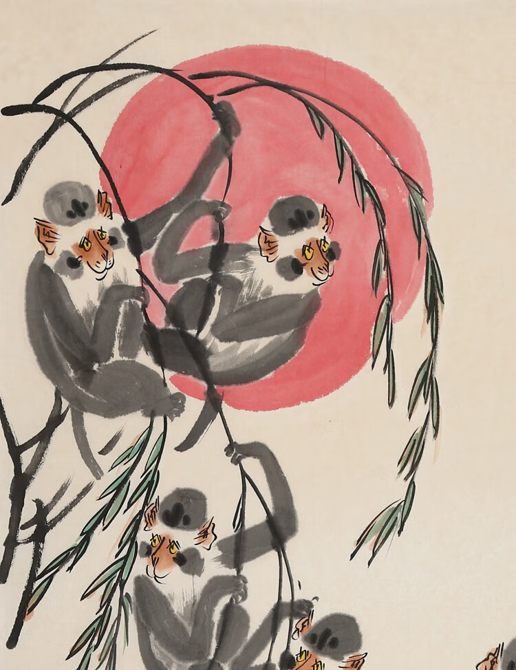 徐培晨字画三尺竖幅手绘精品名人书画写意动物猴名家国画作品收藏纯