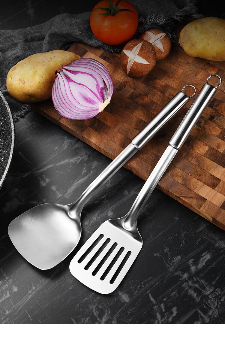 食品级加厚不锈钢防烫锅铲子套装炒菜铲厨房用品家用煎铲汤勺漏勺大四