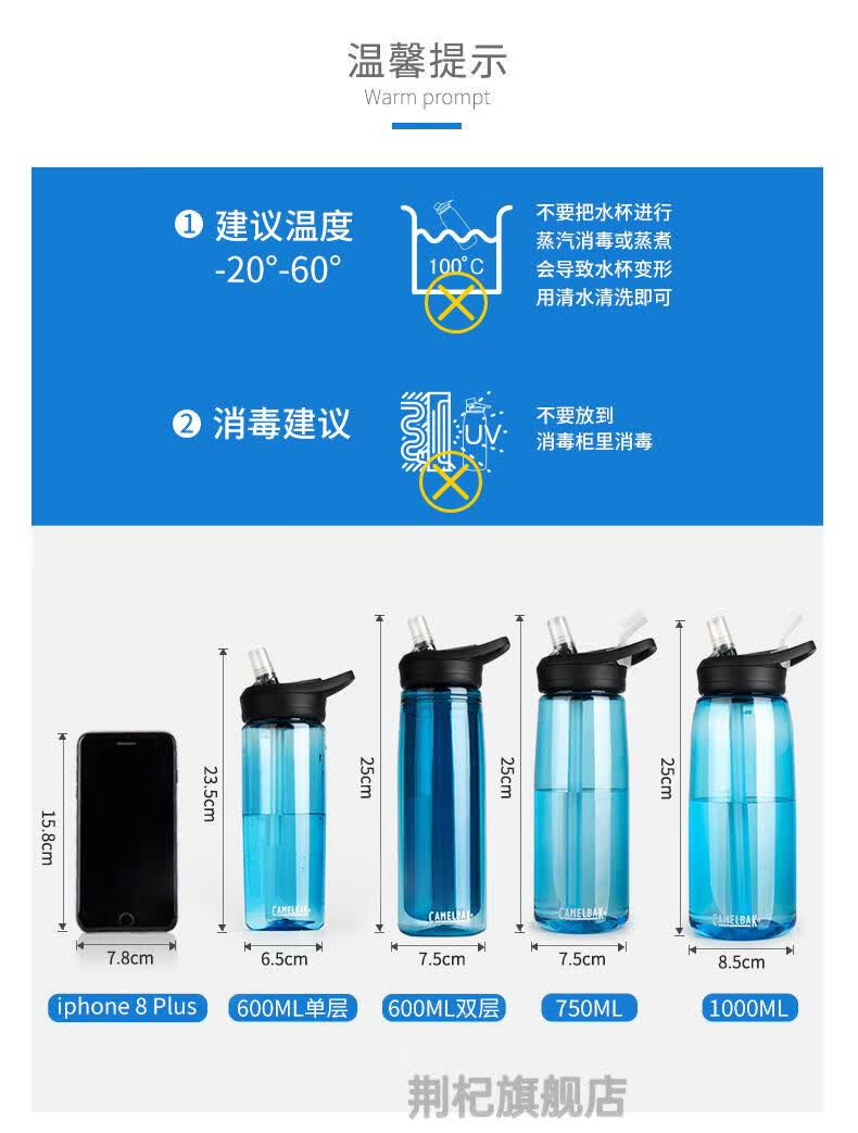 冰球专用水壶美国驼峰camelbak塑料冰球专用水壶装备运动吸管水杯配