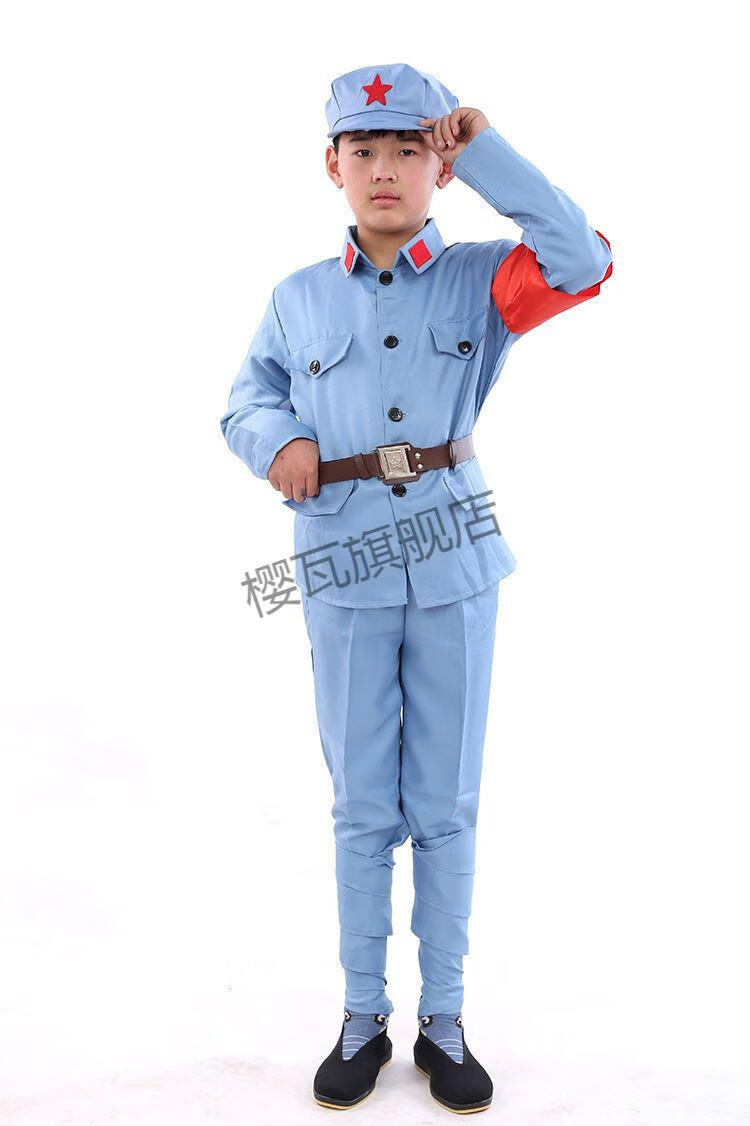 樱瓦儿童小红军演出服成人八路军衣服服装抗战解放帽装表演服八路军男