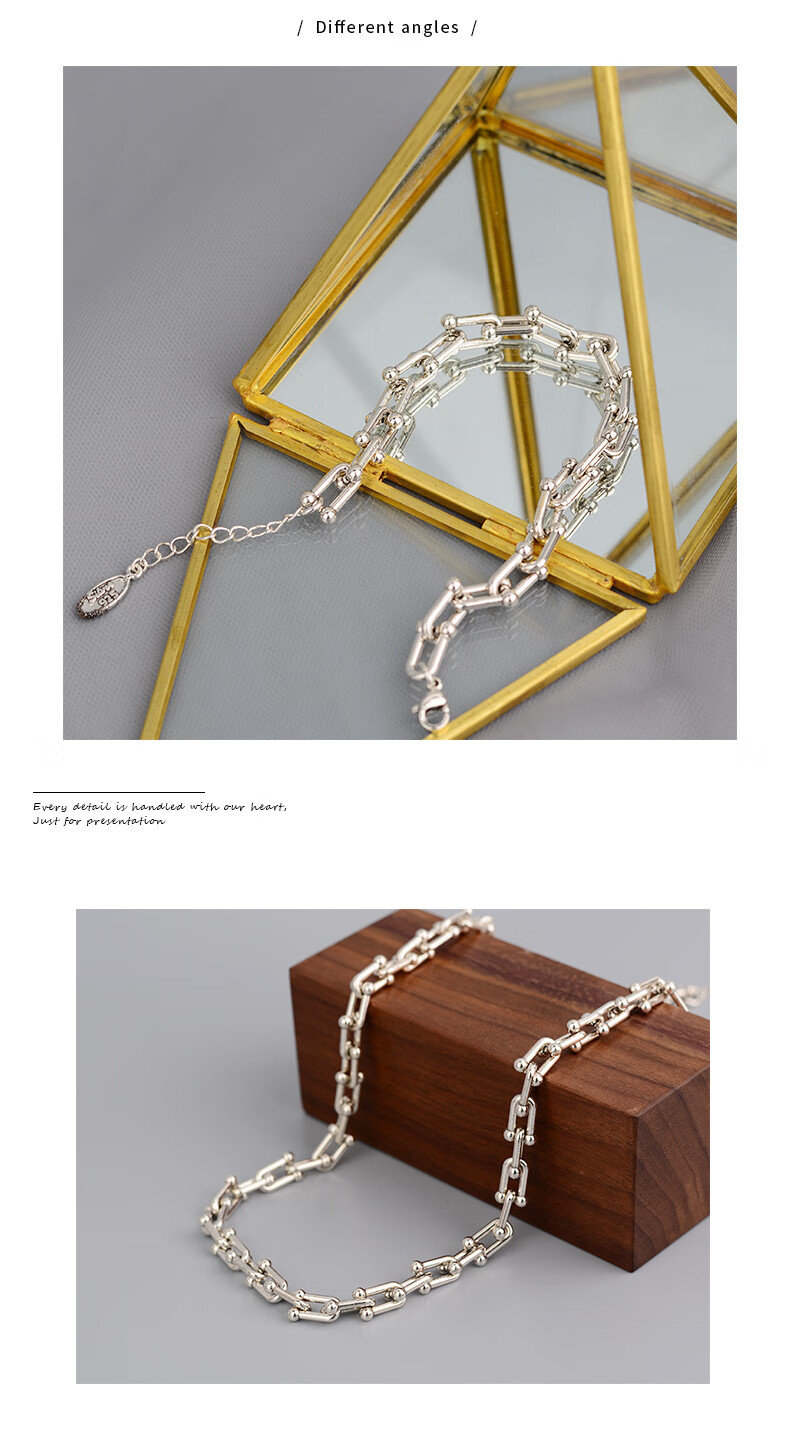 鹿凌青 马蹄链条嘻哈手链女ins韩系独特设计感项链气质百搭复古配饰