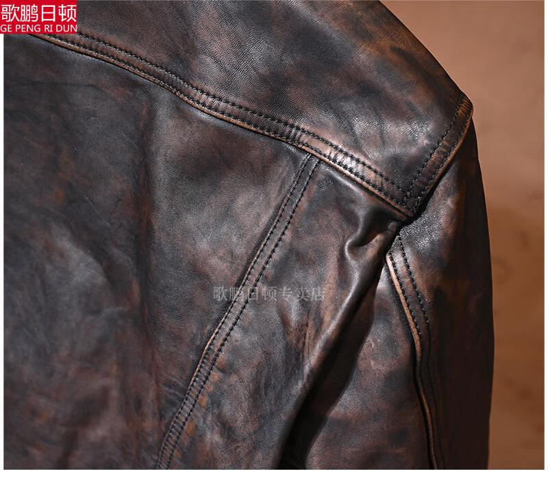 马皮皮衣男皮夹克经典506茶芯头层马皮翻领加厚复古做旧短款修身真皮