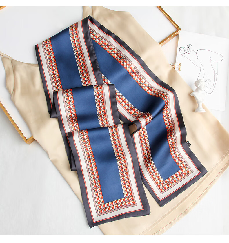 60品质保证南极人黑白条纹小丝巾女士长条春秋绑包百搭装饰搭西装