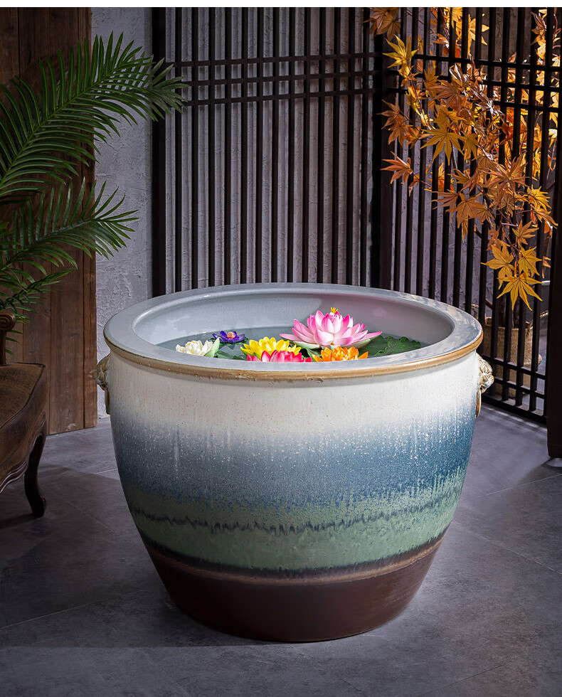 瓷小奴陶瓷仿古大缸粗陶特大号荷花缸手工圆坛水缸花盆落地摆件庭院