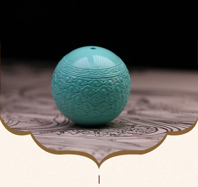 思梵奴绿松石云纹珠配珠原矿湖北单珠高瓷圆珠珠子苏工雕刻单颗直径13