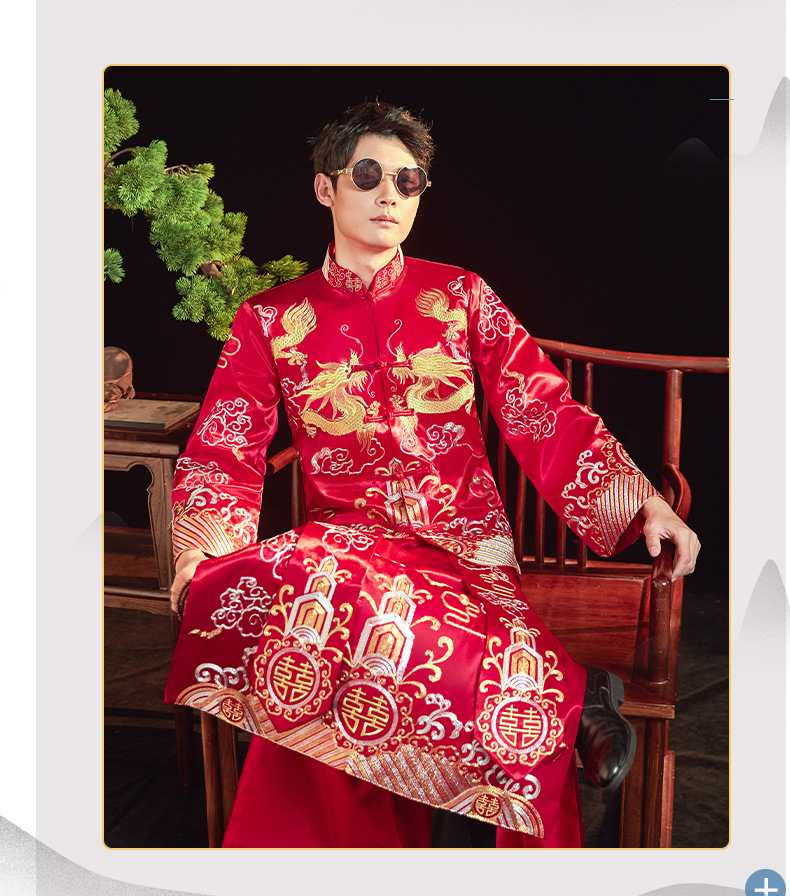 秀禾服男士新郎中式2022新款男装结婚礼服婚礼接亲古装婚服龙凤褂