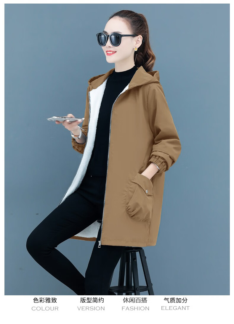 风衣外套女潮ins冬新款2020韩版时尚加绒加厚风衣女中长款宽松百搭