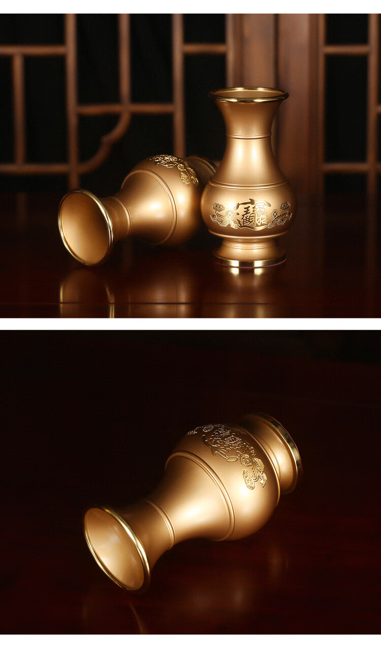 观音净水瓶纯铜供佛插花瓶一对家用佛堂佛前观音供花净水瓶佛具佛教