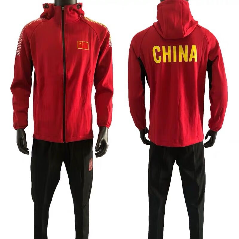 队运动服套装体院运动员出场服教练服连帽外套奥运会国服d 2021红色