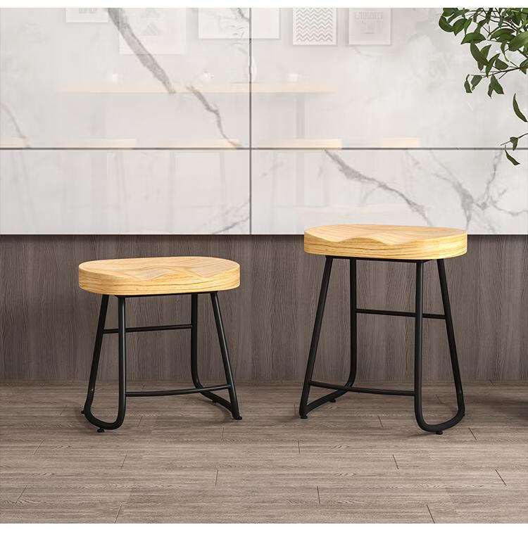 现代简约吧台椅实木欧式家用酒吧椅创意咖啡厅吧餐椅铁艺高脚椅经典黑