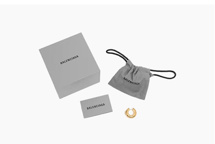 巴黎世家balenciaga男女通用金色3db字母图案粗款圆环穿耳式耳钉华丽