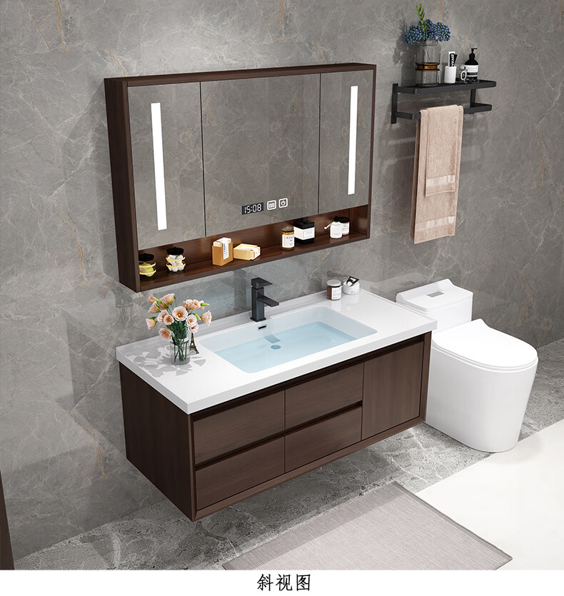 橡实木卫生间洗脸盆洗漱台卫浴柜 九牧90岩板陶瓷盆普通【图片 价格