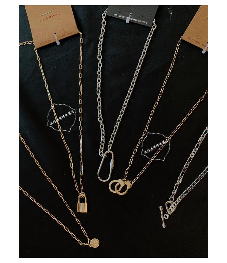 brandymelville手铐锁头项链女锁骨链冷淡风bm官网小众设计感 登山扣