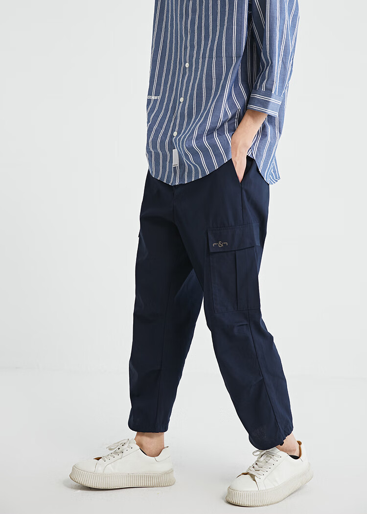 杰克琼斯男士春季时尚潮流个性帅气街头反光个性大口袋抽绳休闲工装裤