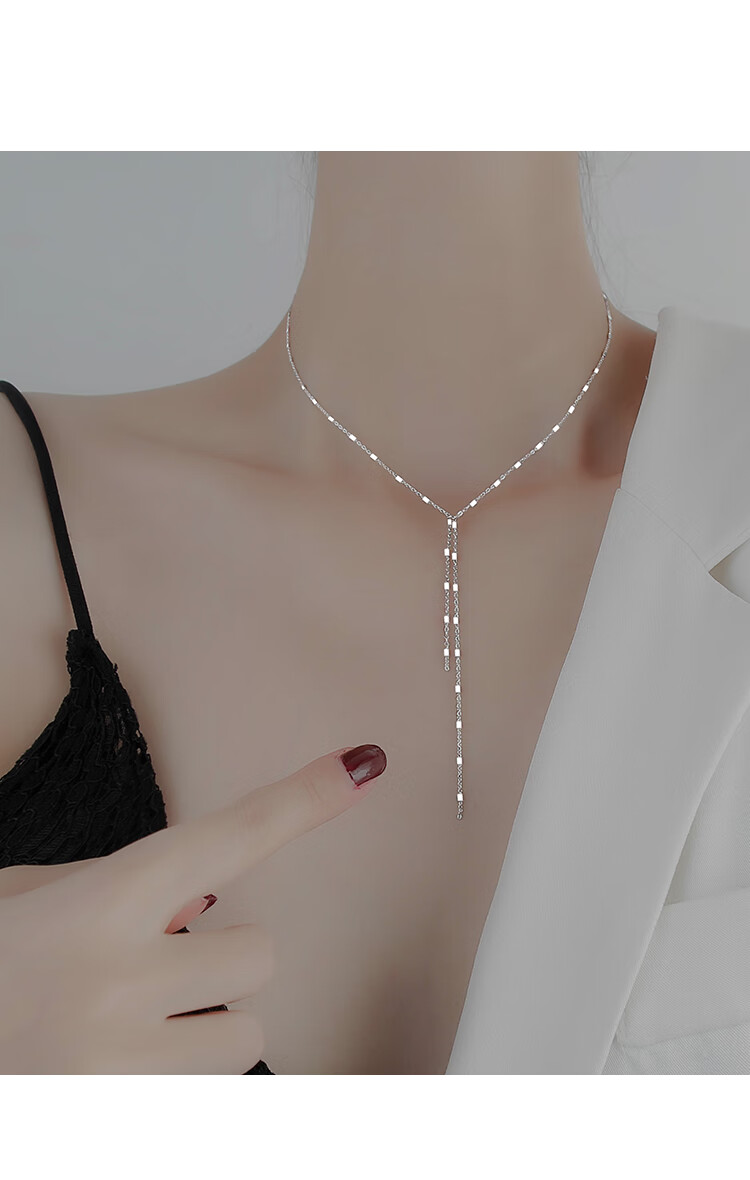 brangdy颈链项链2022年女银项链ins冷淡风锁骨链女简约气质脖颈链银色