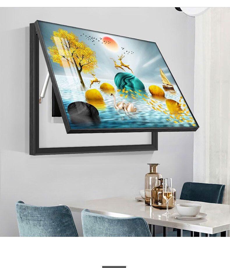 电表箱装饰画现代简约液压上翻电闸箱壁画网络多媒体箱遮挡画客厅挂画