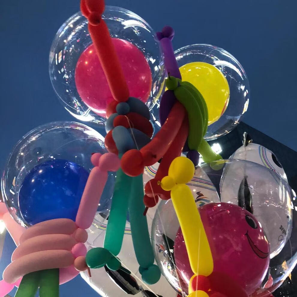 网红风筝气球 10米灯线网红风筝气球飞天娃娃飘空气球波波球笑脸球