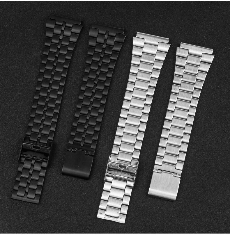 复古小方块金属表带适配卡西欧a159w-n1 a158wa a168不锈钢表链18mm