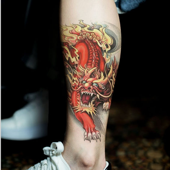 纹身贴男士火麒麟臂纹身贴防水男士花臂手臂仿真图腾刺青贴纸疤痕贴