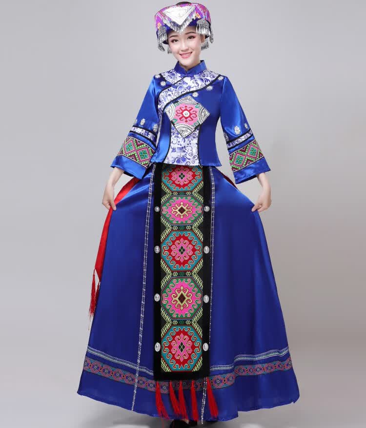 舒弗星土家族服装女湘西少数民族成人服长款服饰苗族彝族演出舞蹈盛装