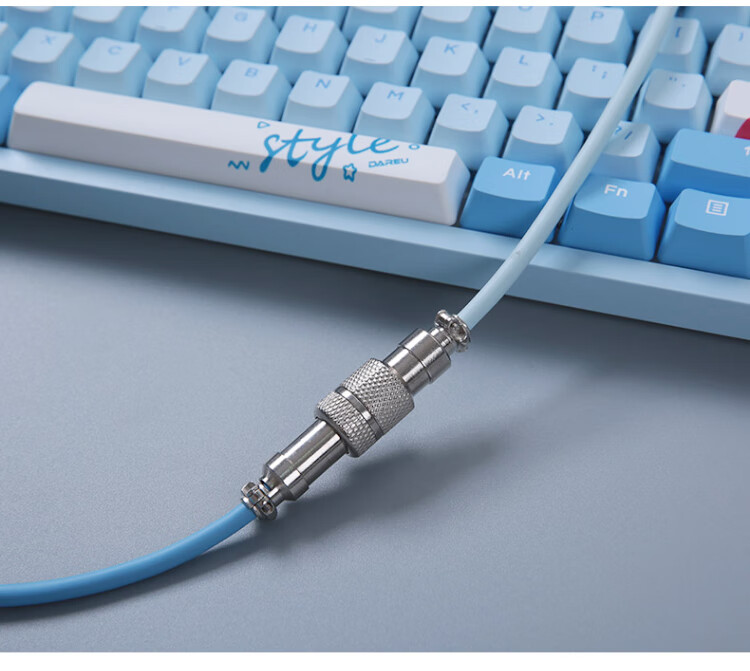 客制化机械键盘航插线螺旋式数据线弹簧线usb type-c接口骏珀梵赫