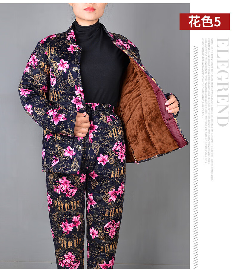 驼绒棉裤女棉袄棉裤套装冬中老年女士加厚加绒老人棉衣保暖内外穿