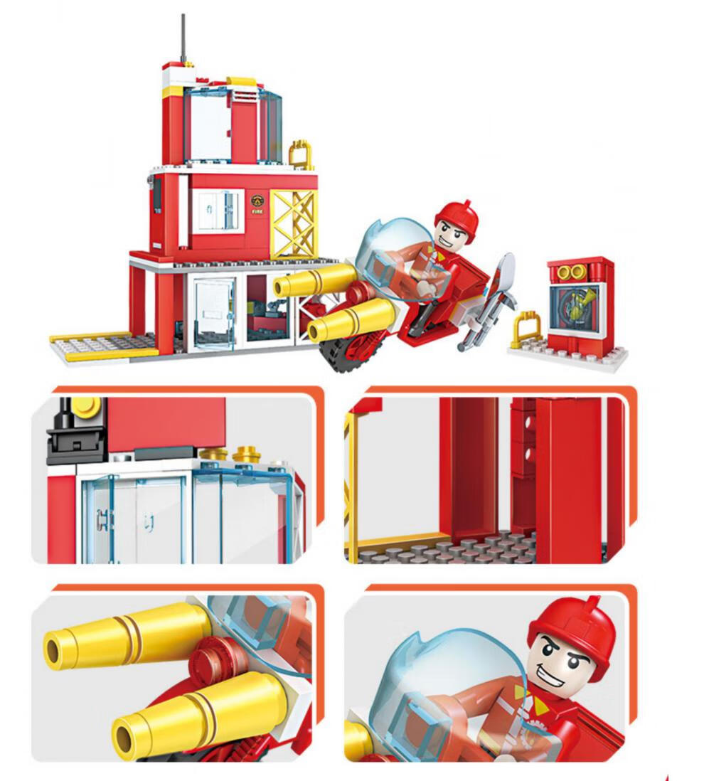 积高(cogo)积木玩具城市系列消防总局消防队警察拼图男孩拼装力儿童