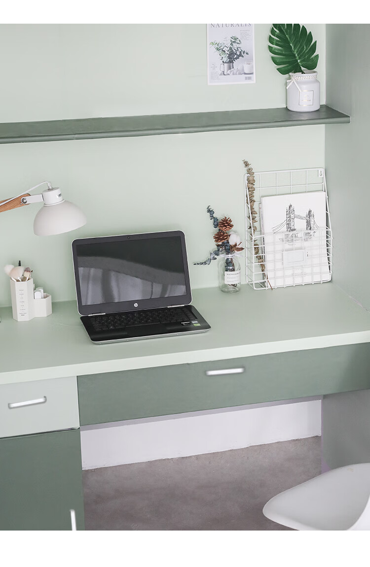 现代简约莫兰迪纯色风北欧学生宿舍装饰墙纸寝室桌面贴纸春日绿45cm6m