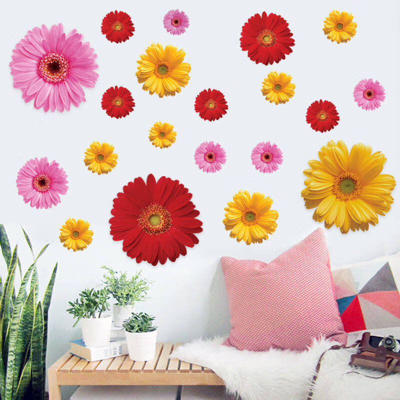 狄 自粘 玫瑰花墙贴宿室床头墙面装饰墙纸自粘贴画房间布置墙贴纸贴花