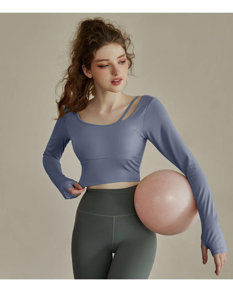 女秋冬款长袖套装健身房跑步带胸垫运动模特搭配套装sxl下单备注尺码