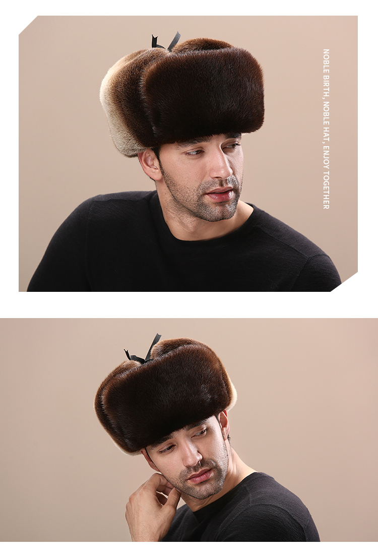 进口水獭皮帽中老年男款整张皮东北护耳保暖帽子水獭本色s5456cm