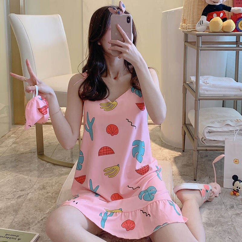 新款吊带睡裙女夏季带胸垫清新可爱学生韩版性感睡衣可外穿家居服 515