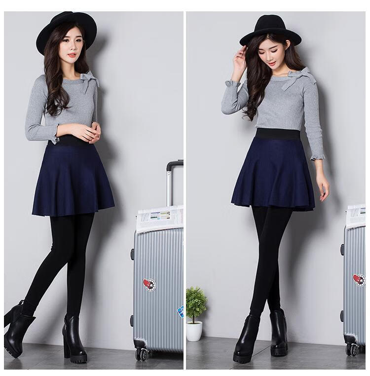 带裙子的打底裤2021秋冬女士外穿加绒打底裤裙裤弹力显瘦带裙子连裤裙