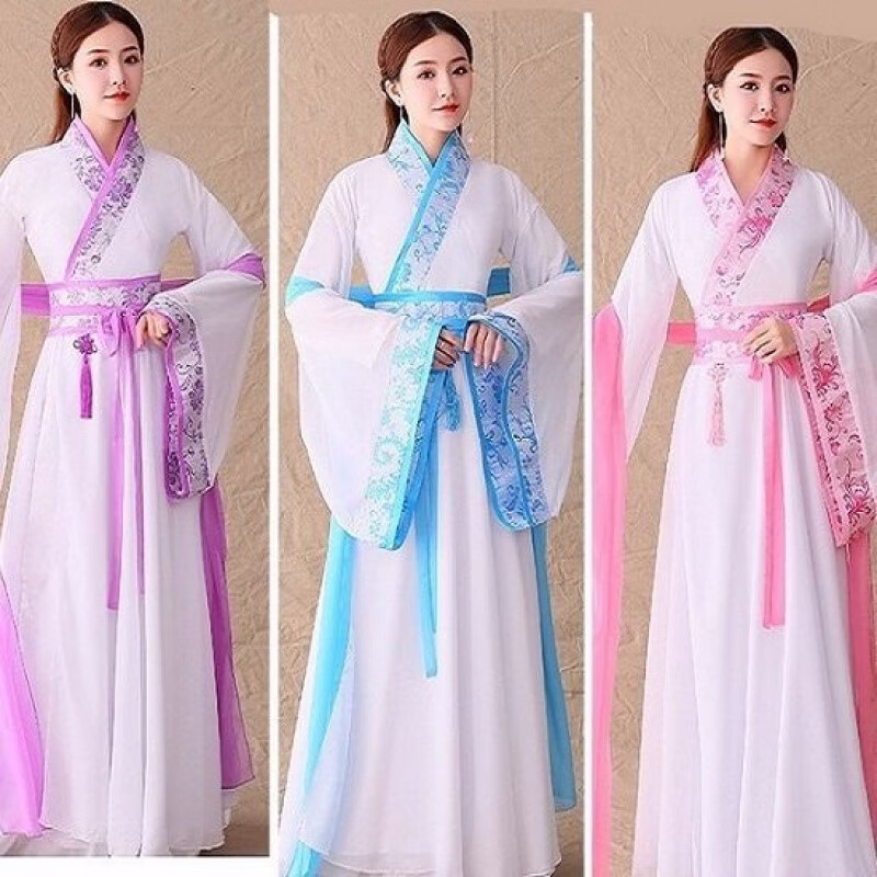 古装汉服女正版古风古装服装仙女飘逸广袖舞台套装古筝舞蹈演出服代