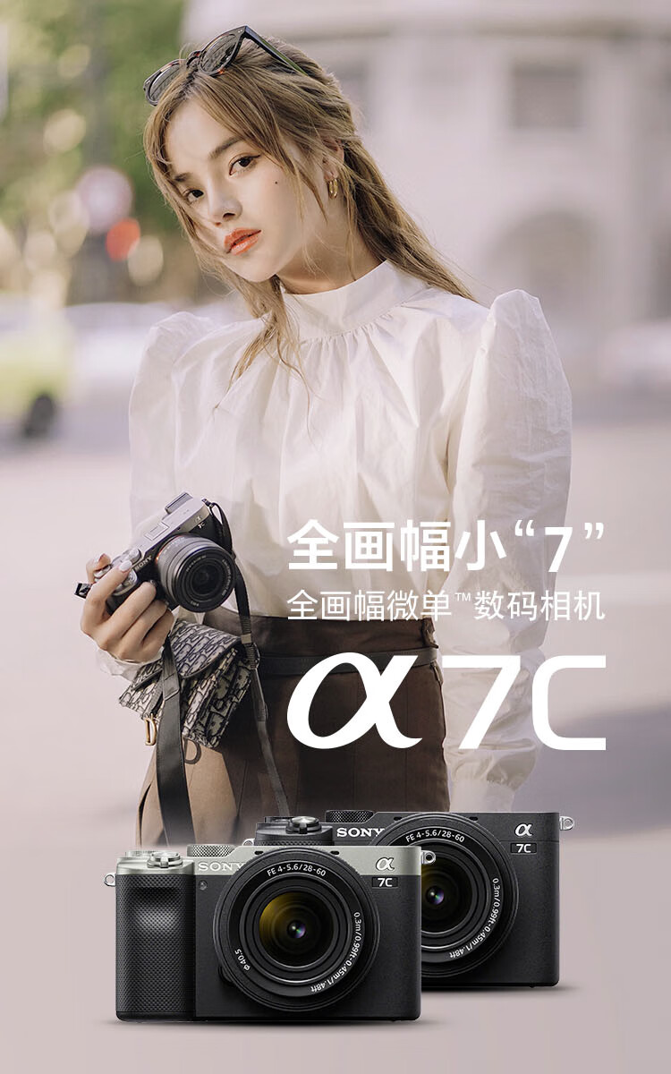 索尼（SONY） Alpha 7C 全画幅微单相机 轻便 小巧 ILCE-7C/ A7C 银色单机身 不含镜头 官方标配
