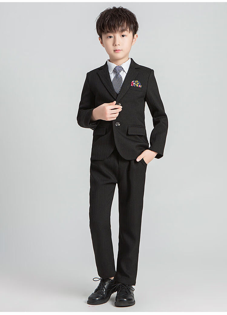 儿童西装男套装男童小西服婚礼花童礼服男小孩演讲帅气演出服松紧