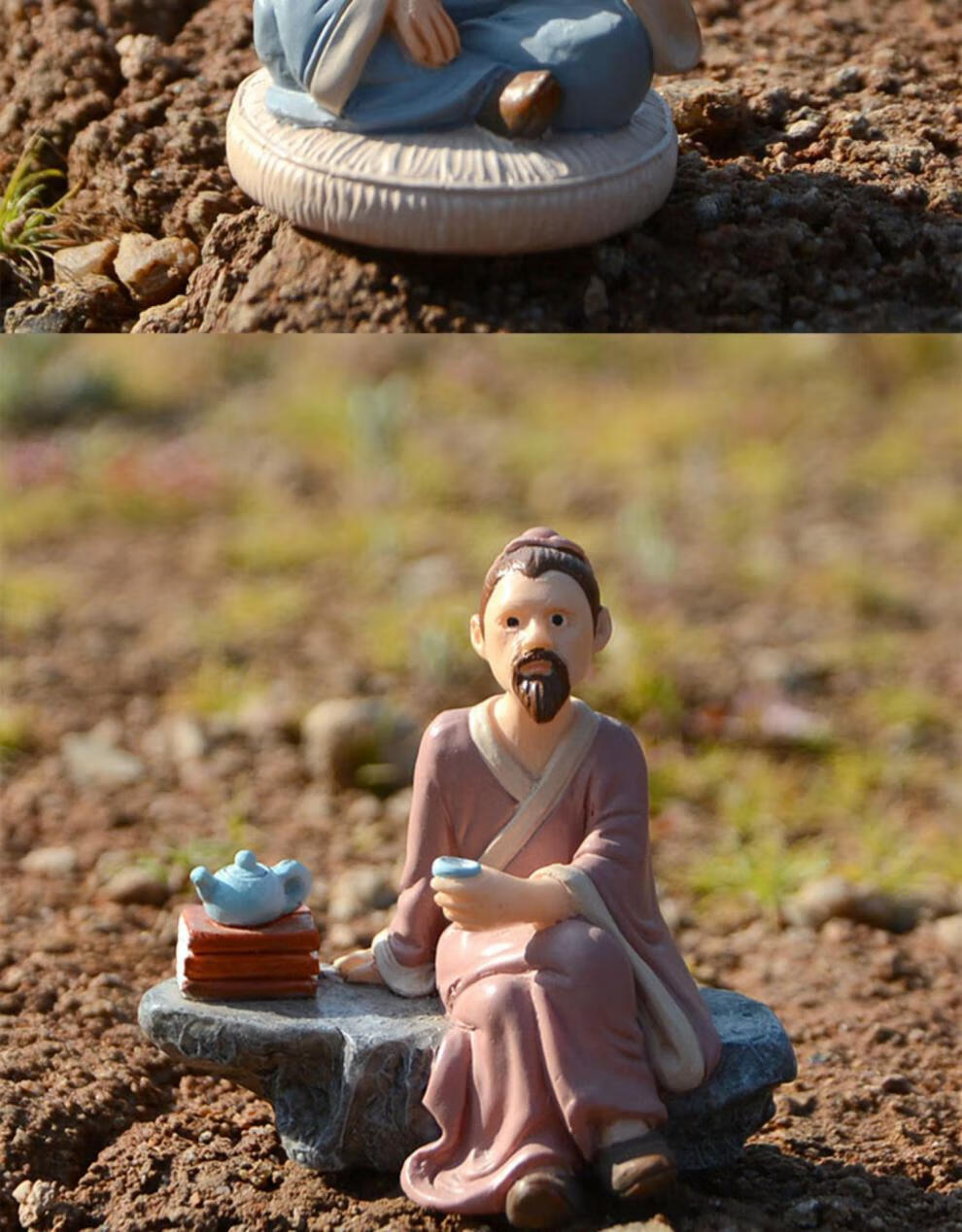 真自在古装小型人物微景观摆件家居装饰品庭院假山盆景造配仿真桌面