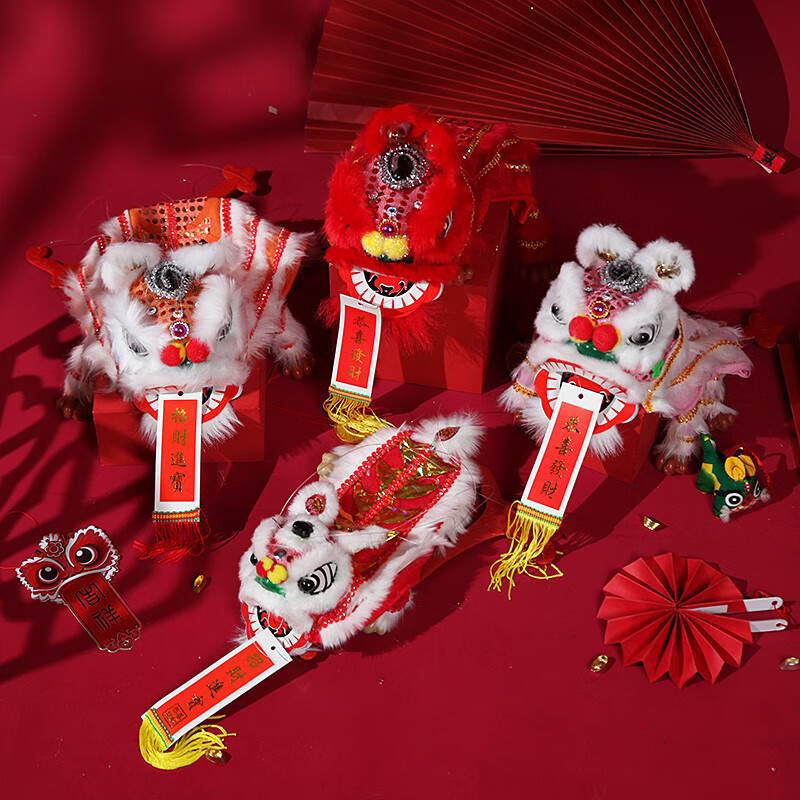 醒狮提线木偶送小孩儿童节中国风复古玩具民俗民间传统手工舞狮子 o