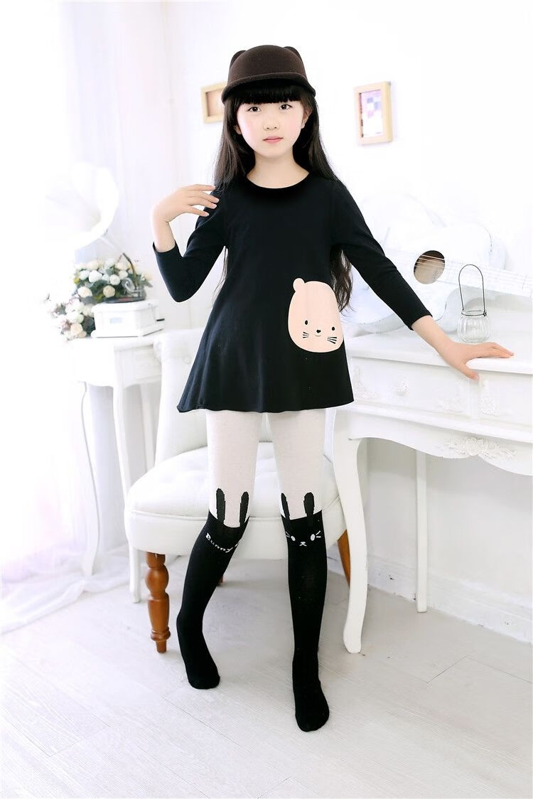 美樱宜12春秋冬款加厚女童连裤袜中大儿童打底袜裤宝宝小女孩连脚袜子