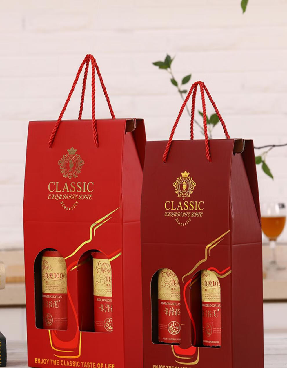 红酒手提袋单支双支装礼盒通用红酒包装盒葡萄酒礼袋纸盒定制 新款