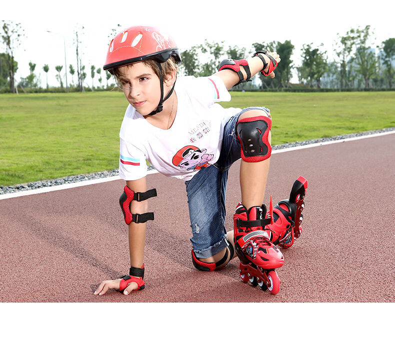 优质京选儿童轮滑护具套装小孩溜冰鞋护膝防摔膝盖防护头盔滑冰自行车